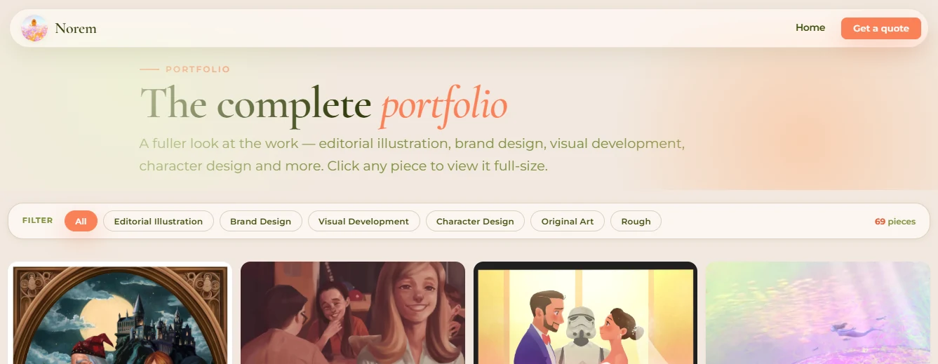 Preview of the complete portfolio page